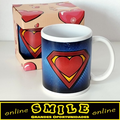 Caneca em Loiça c/cx Super Love Azul