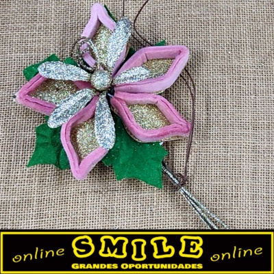 Flor de Natal com Pé 5 Pétalas Rosa Velho