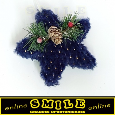 Estrela Decorativa Azul Felpuda