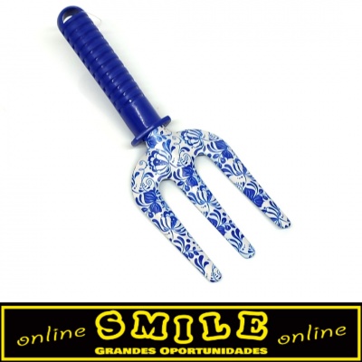 Ancinho metálico com cabo plástico Azul