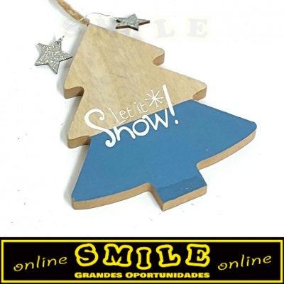 Árvore Decorativa em Madeira Azul/Castanho "Let it Snow"