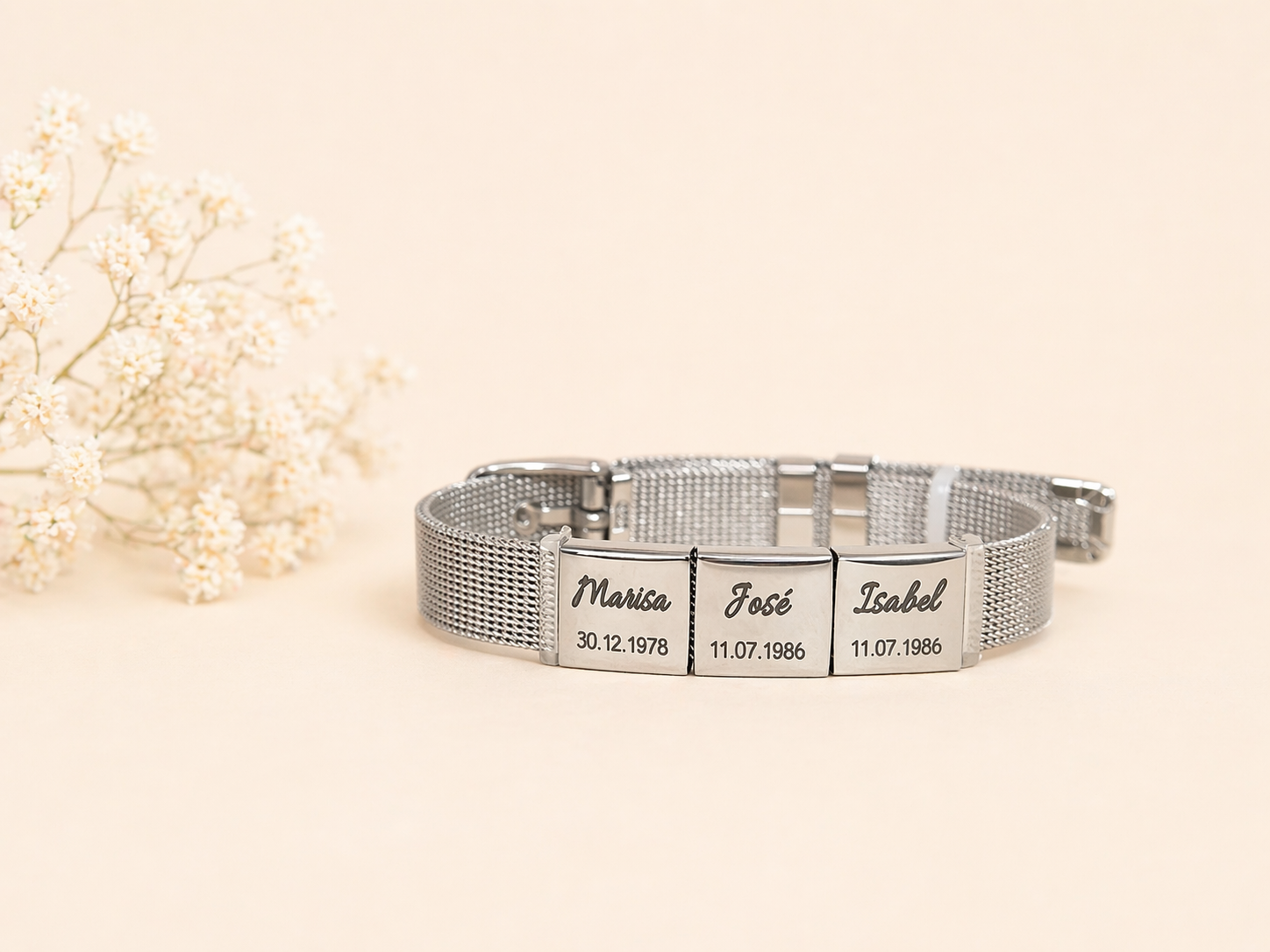 Pulseira Personalizada com Nomes – Aço Inoxidável | Presente para Mãe Pulseira Personalizada com Nomes – Aço Inoxidável | Presente para Mãe