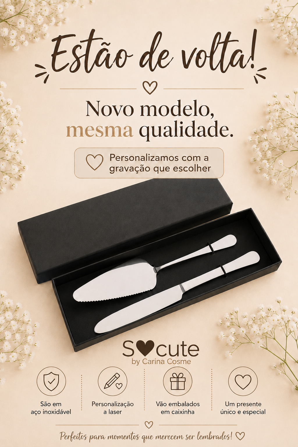 Conjunto de Talheres para Bolo Personalizados – 50 Anos Conjunto de Talheres para Bolo Personalizados – 50 Anos