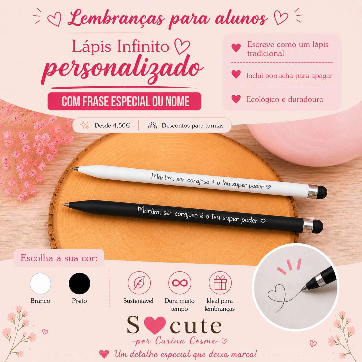 Lápis Infinito Personalizado com Frase Especial ou Nome ✨ Lápis Infinito Personalizado com Frase Especial ou Nome ✨