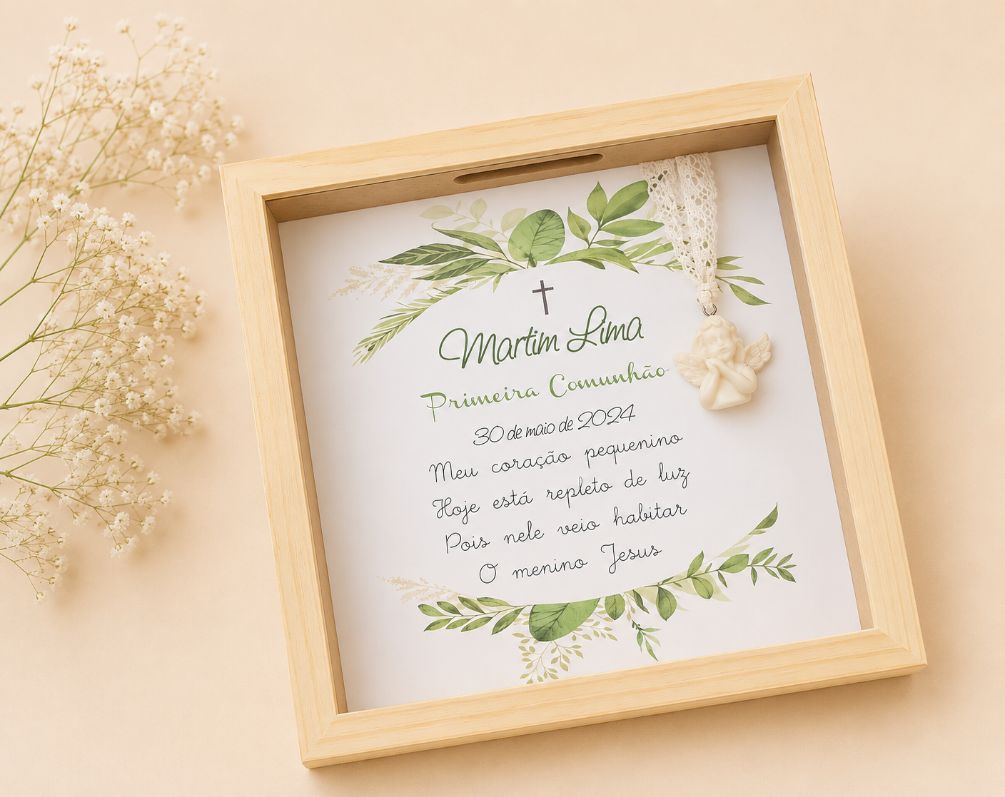 Quadro Mealheiro Personalizado para Primeira Comunhão/Crisma Quadro Mealheiro Personalizado para Primeira Comunhão/Crisma