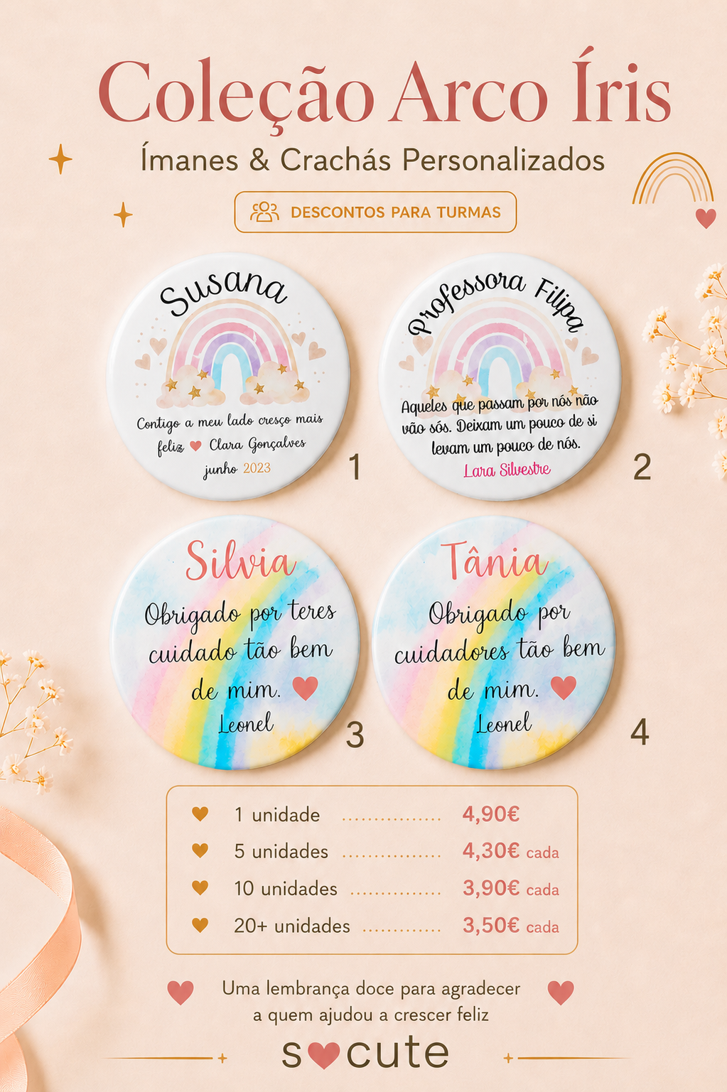 Coleção Arco Íris – Ímanes & Crachás Personalizados Coleção Arco Íris – Ímanes & Crachás Personalizados