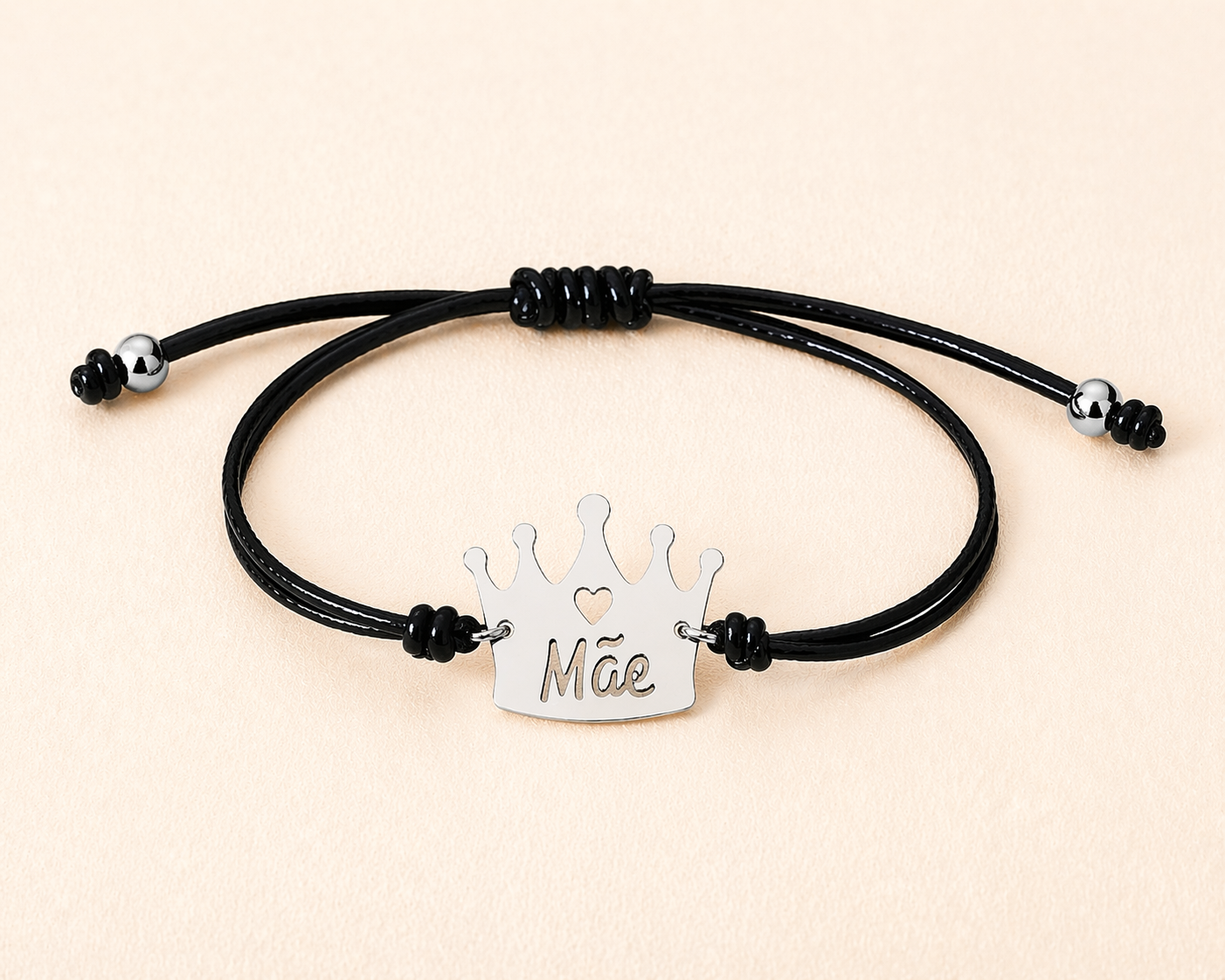 Pulseira Ajustável “Mãe” com Medalha Coroa Pulseira Ajustável “Mãe” com Medalha Coroa