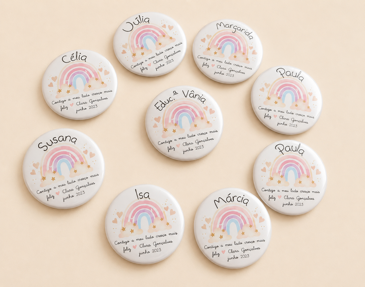 Coleção Arco Íris – Ímanes & Crachás Personalizados Coleção Arco Íris – Ímanes & Crachás Personalizados