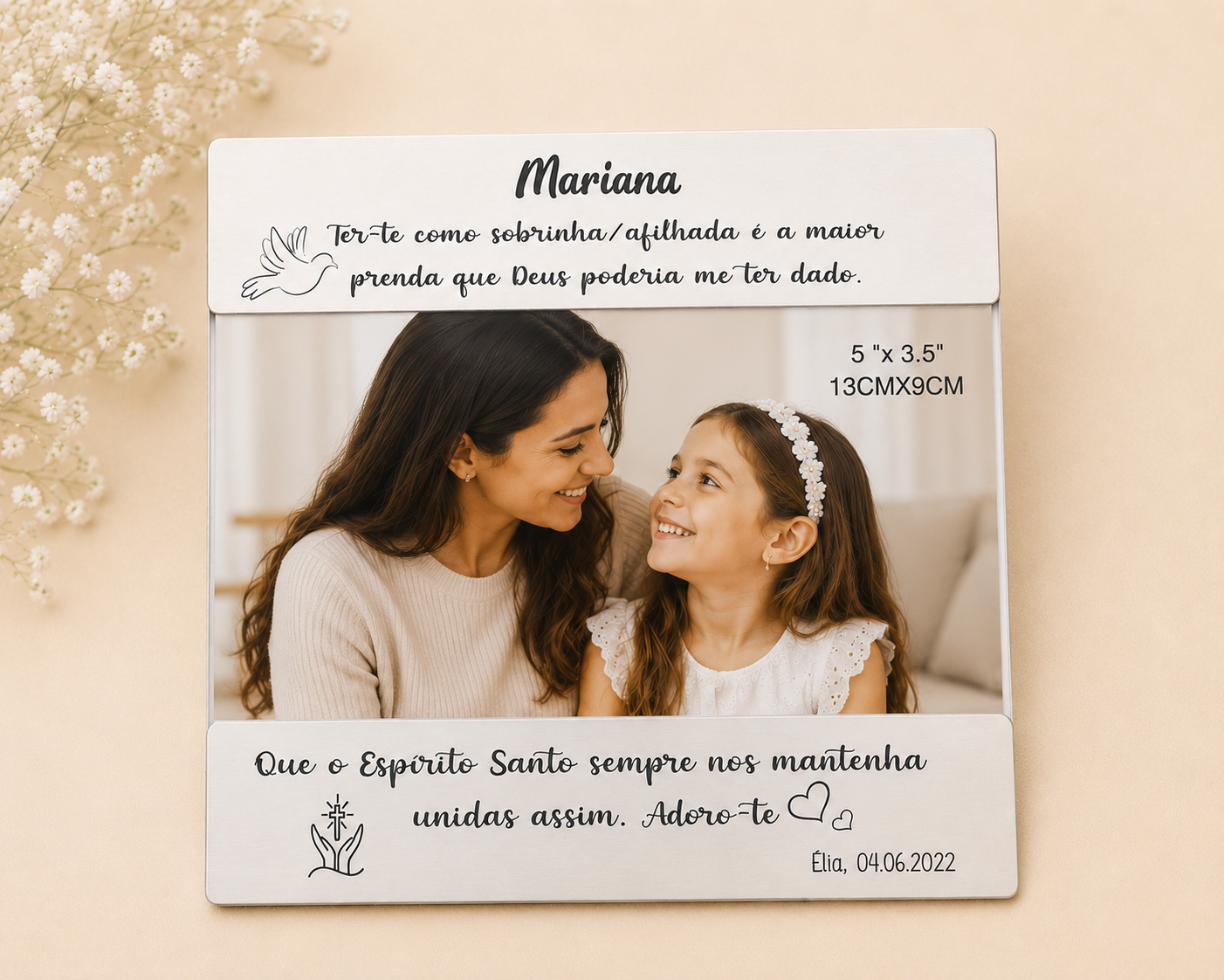 Moldura Personalizada da Madrinha para a Afilhada com Fotografia Incluída 🤍 Moldura Personalizada da Madrinha para a Afilhada com Fotografia Incluída 🤍