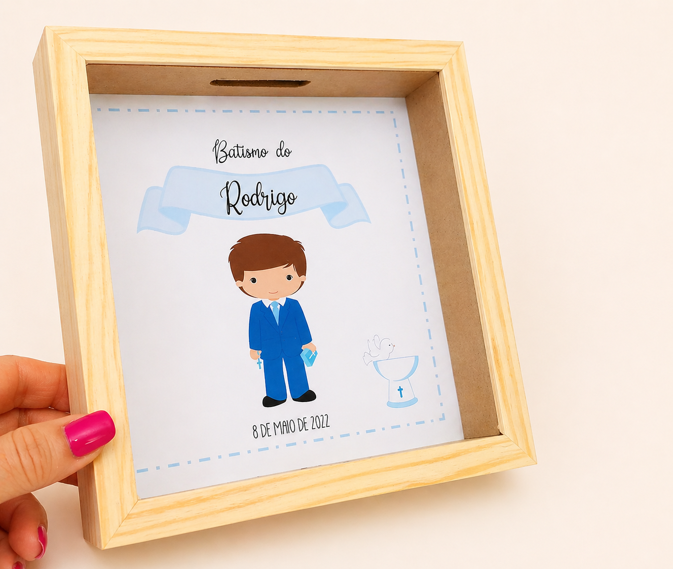 Quadro Mealheiro Personalizado | Batizado, Comunhão e Crisma - Menino ou Menina Quadro Mealheiro Personalizado | Batizado, Comunhão e Crisma - Menino ou Menina