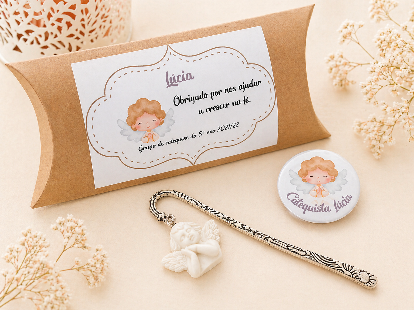 Marcador de Livro Anjinho Personalizado | Catequese, Comunhão, Crisma Marcador de Livro Anjinho Personalizado | Catequese, Comunhão, Crisma