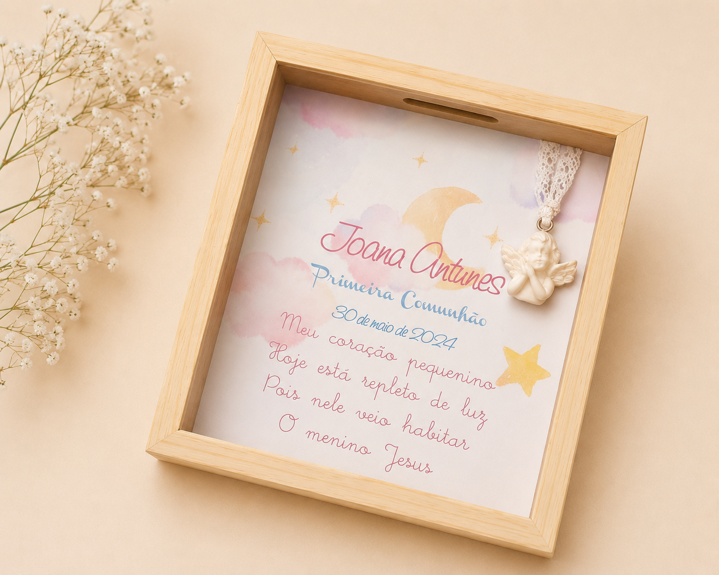Quadro Mealheiro Personalizado para Primeira Comunhão/Crisma Quadro Mealheiro Personalizado para Primeira Comunhão/Crisma