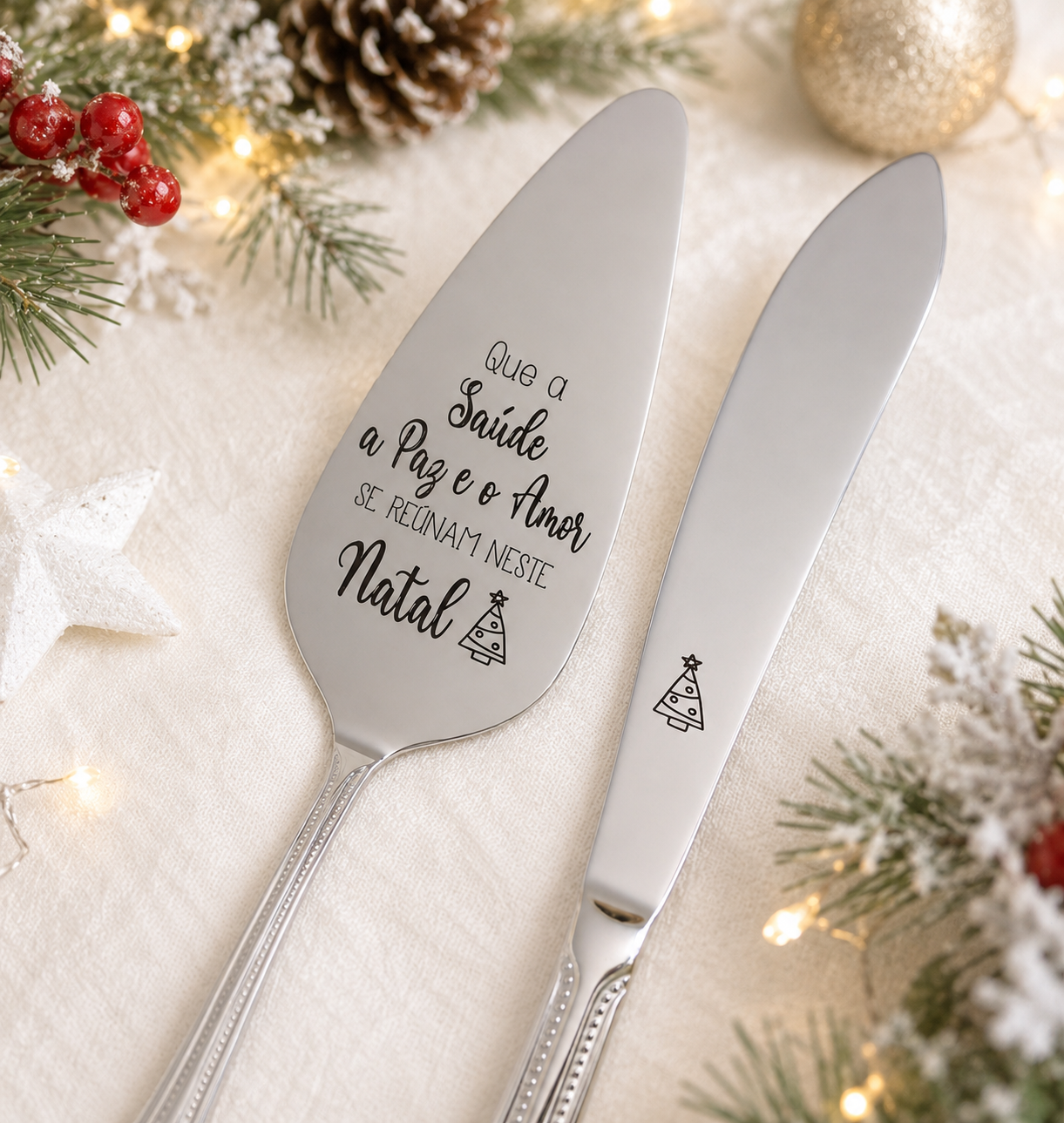 Talheres para Bolo Personalizados de Natal Talheres para Bolo Personalizados de Natal