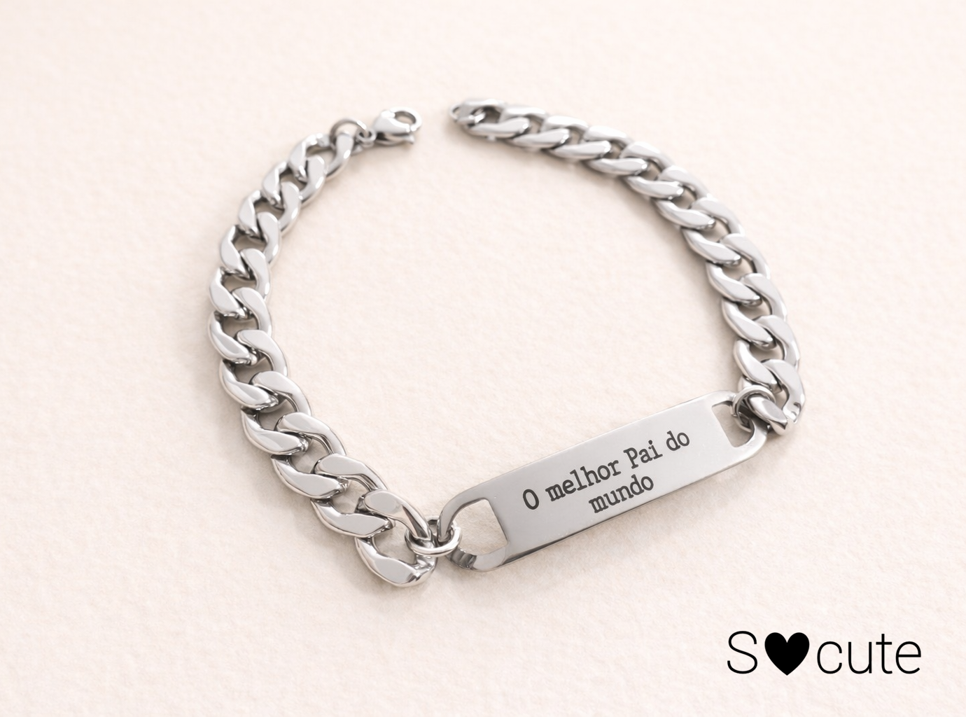 Pulseira Identity Pai – Aço Inoxidável Personalizável Pulseira Identity Pai – Aço Inoxidável Personalizável