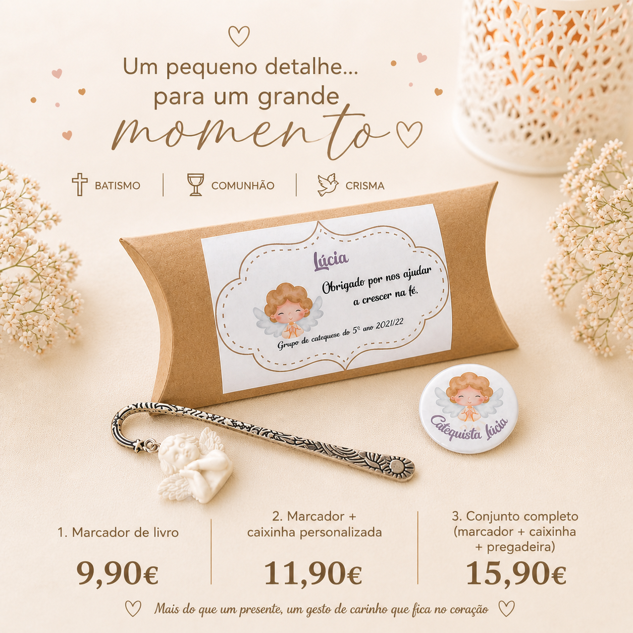 Marcador de Livro Anjinho Personalizado | Catequese, Comunhão, Crisma Marcador de Livro Anjinho Personalizado | Catequese, Comunhão, Crisma