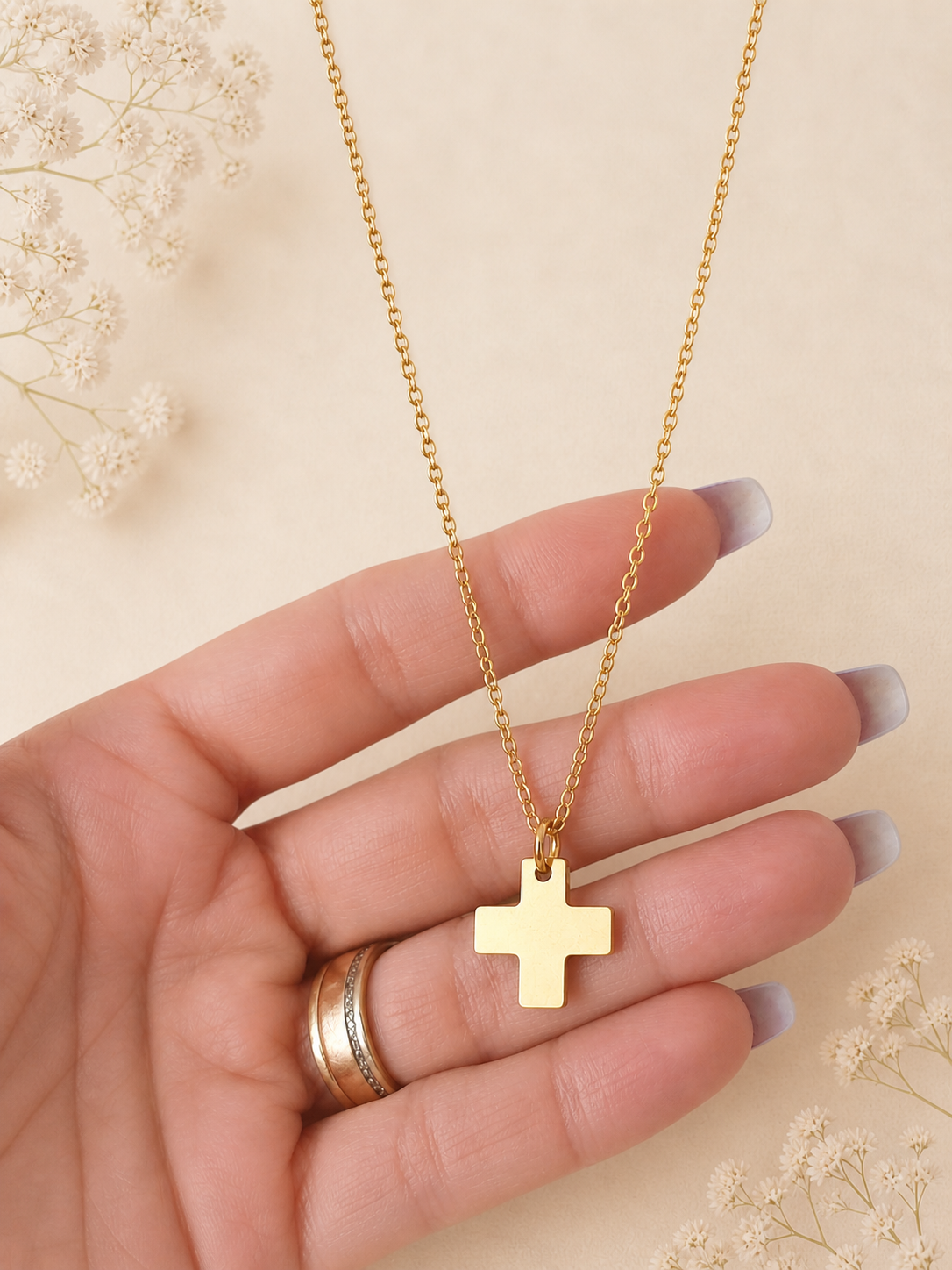 Colar Cruz em Aço Inoxidável Personalizado – Dourado ou Prateado | Presente para Padrinhos e Afilhados Colar Cruz em Aço Inoxidável Personalizado – Dourado ou Prateado | Presente para Padrinhos e Afilhados