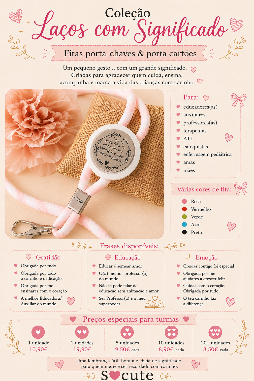 Coleção Laços com Significado — Fitas Porta-Chaves & Porta Cartões Personalizadas Coleção Laços com Significado — Fitas Porta-Chaves & Porta Cartões Personalizadas