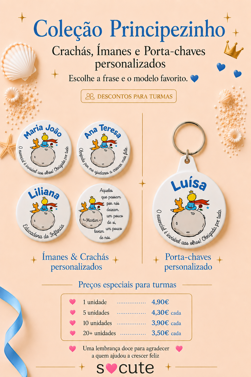 Coleção Principezinho – Crachás, Ímanes & Porta-chaves Personalizados Coleção Principezinho – Crachás, Ímanes & Porta-chaves Personalizados
