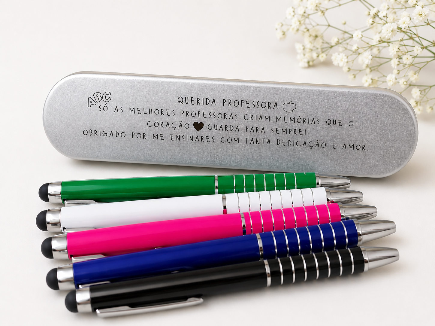 Caixinha de Metal Gravada + Caneta Personalizada Caixinha de Metal Gravada + Caneta Personalizada