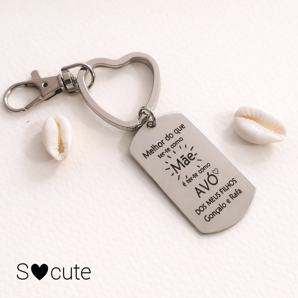 Porta-Chaves Personalizado para Avó – Mensagem Gravada com Amor Porta-Chaves Personalizado para Avó – Mensagem Gravada com Amor