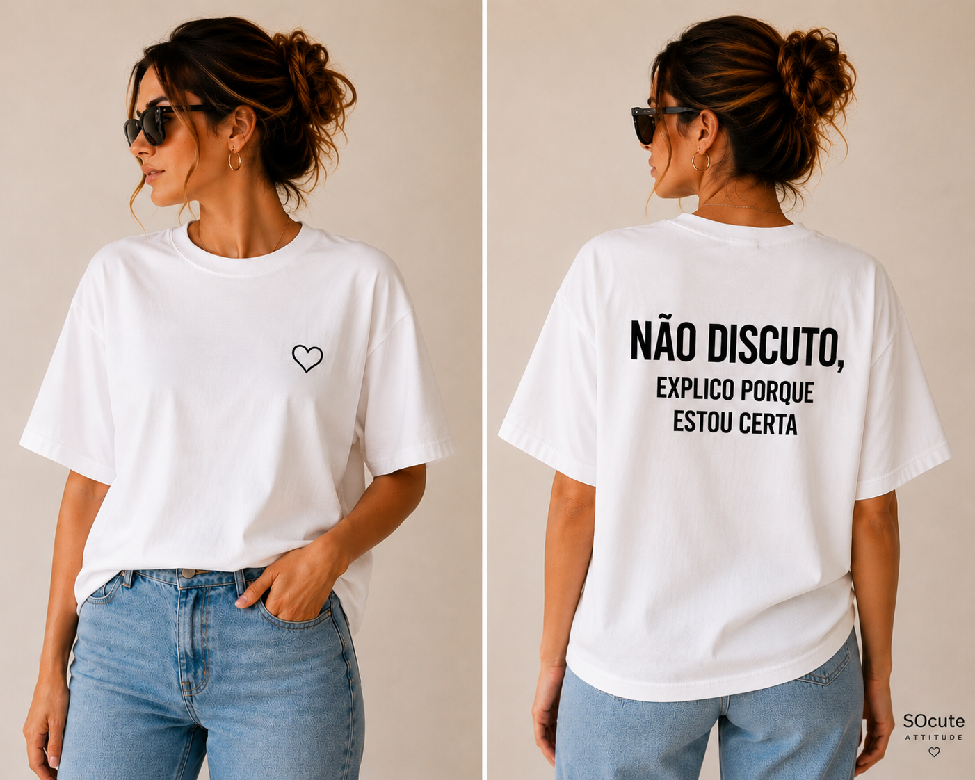 T-shirt SOcute Attitude HER – "Não discuto... explico porque estou certa" T-shirt SOcute Attitude HER – "Não discuto... explico porque estou certa"
