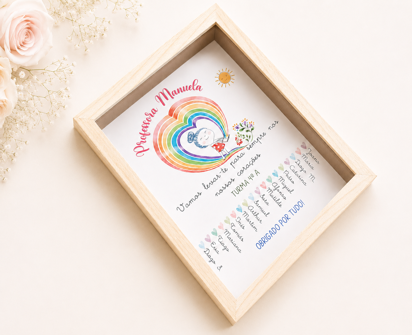 Quadro Personalizado para Professora — Mensagem Especial com Nomes dos Alunos Quadro Personalizado para Professora — Mensagem Especial com Nomes dos Alunos