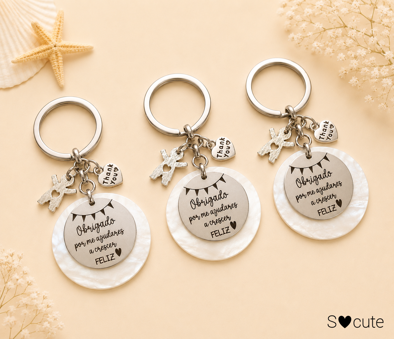 Porta-Chaves em Aço Inoxidável & Madrepérola 🤍✨ Porta-Chaves em Aço Inoxidável & Madrepérola 🤍✨