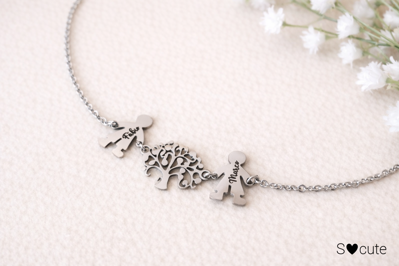 Pulseira Árvore da Vida com Família em aço inoxidável Pulseira Árvore da Vida com Família em aço inoxidável