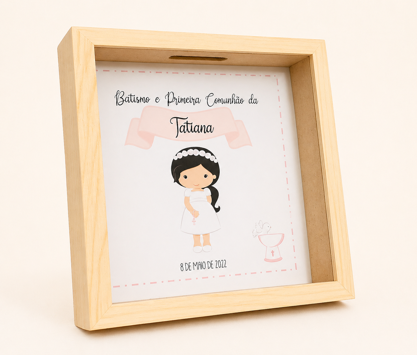 Quadro Mealheiro Personalizado | Batizado, Comunhão e Crisma - Menino ou Menina Quadro Mealheiro Personalizado | Batizado, Comunhão e Crisma - Menino ou Menina