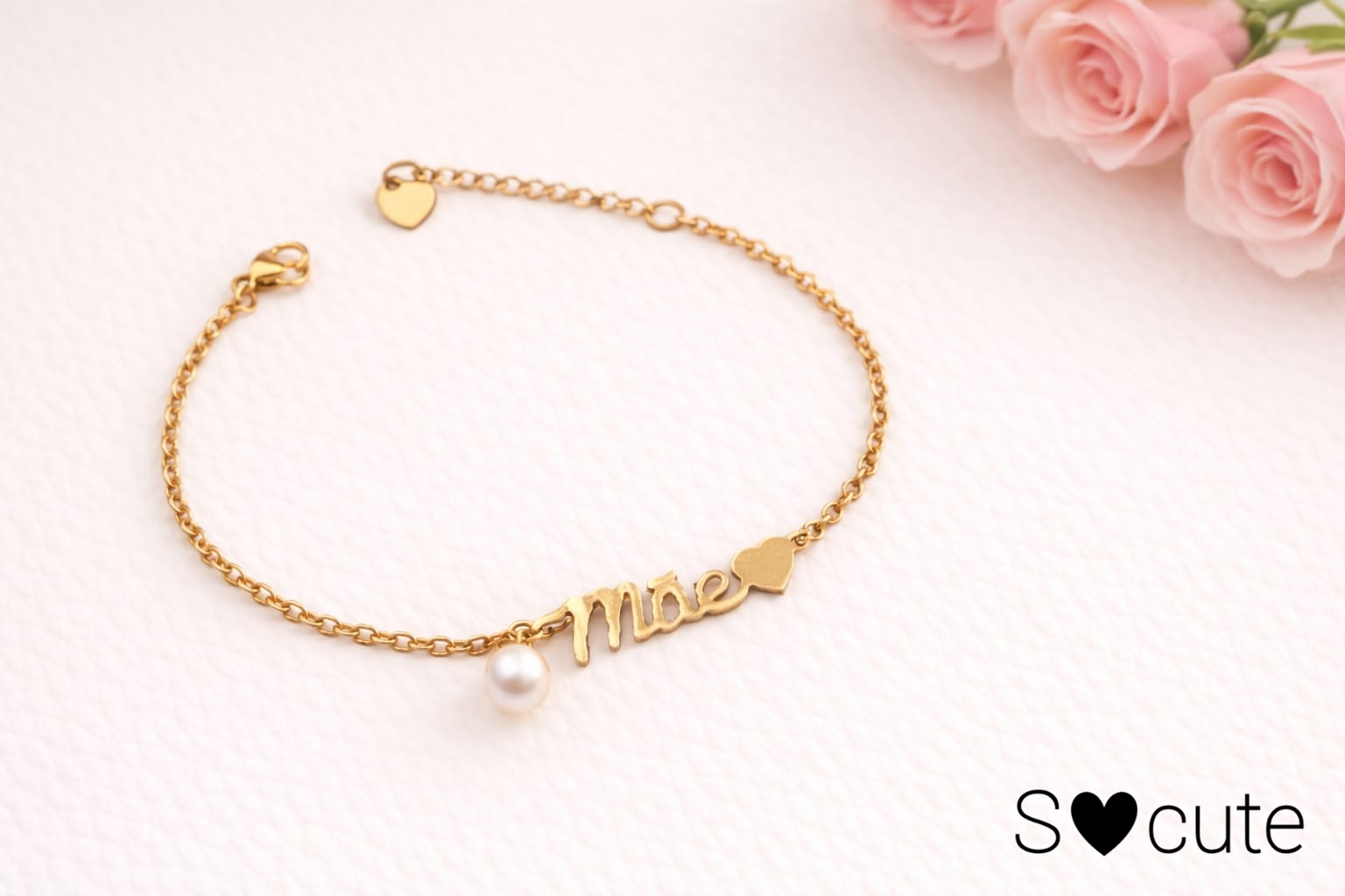 Pulseira Mãe Dourada com Pérola em Aço Inoxidável – Elegância com Significado Pulseira Mãe Dourada com Pérola em Aço Inoxidável – Elegância com Significado
