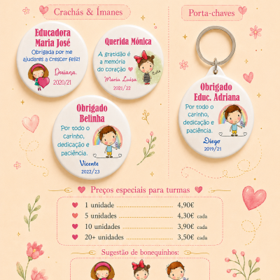 Coleção Crescer Contigo – Ímanes, Crachás & Porta-chaves Personalizados
