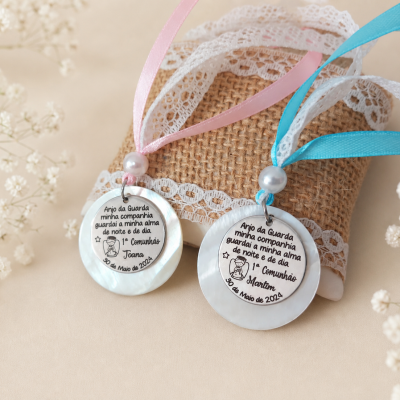 Medalhas com Oração Personalizadas ✨ Lembrança especial para Batismo, Comunhão ou Crisma