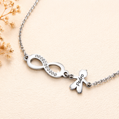 Joia Família Personalizada (Colar ou Pulseira em Aço Inoxidável) Infinito