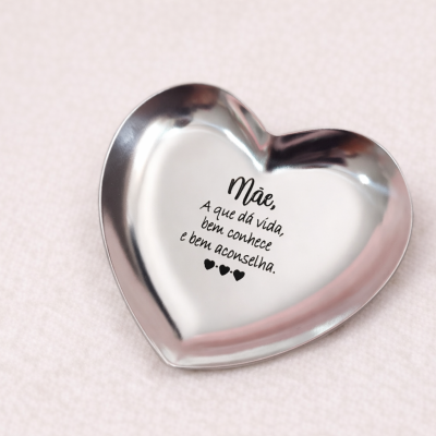 Base Porta Joias Coração para Mãe – Dourado, Prateado ou Rose Gold