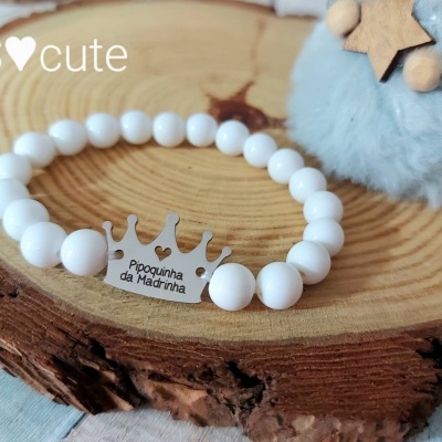Pulseira bolinhas coroa