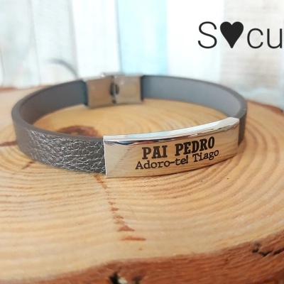 Pulseira em couro "Pai... Adoro-te"