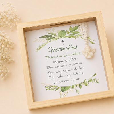 Quadro Mealheiro Personalizado para Primeira Comunhão/Crisma