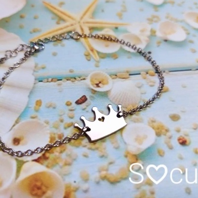 Pulseira tornozelo menina coroa