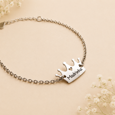 Pulseira Madrinha Coroa em aço inox