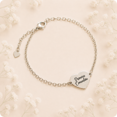 Pulseira Personalizada com Nome em Aço Inoxidável – Lembrança de Comunhão, Batismo ou Crisma