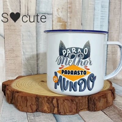 Caneca esmalte "Melhor Padrasto do Mundo"