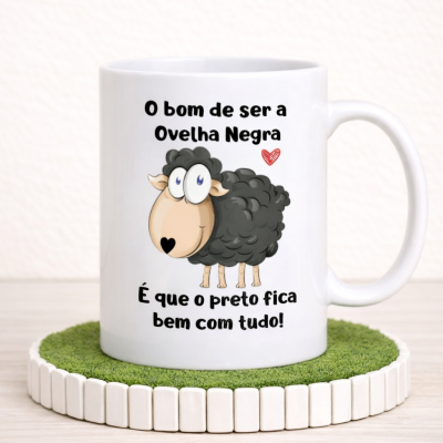 Caneca Divertida “Ovelha Negra” – Presente Original com Humor