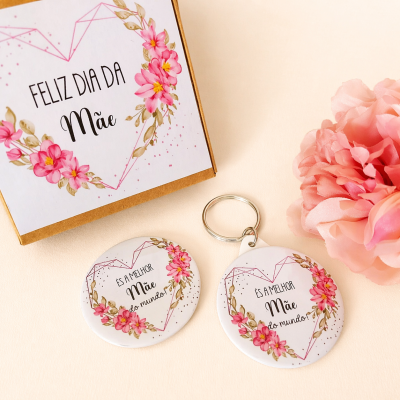 Pack Dia da Mãe – Íman + Porta-chaves + Caixinha Personalizada
