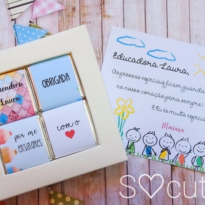 Napolitanas Chocolate "Obrigada por me ensinares com o coração"