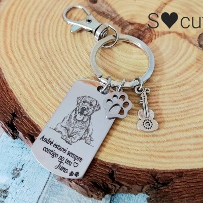 Porta-chaves com fotografia e mensagem