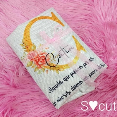 Saco de tecido letra florida