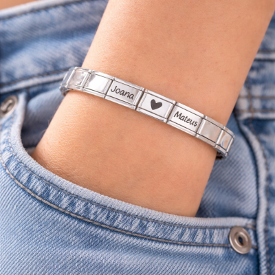Pulseira Personalizada com Nomes em Aço Inoxidável