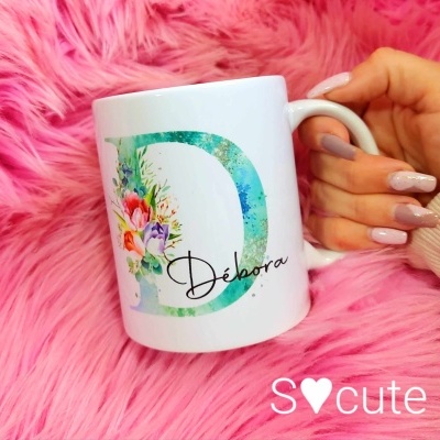 Canecas letras floridas - várias