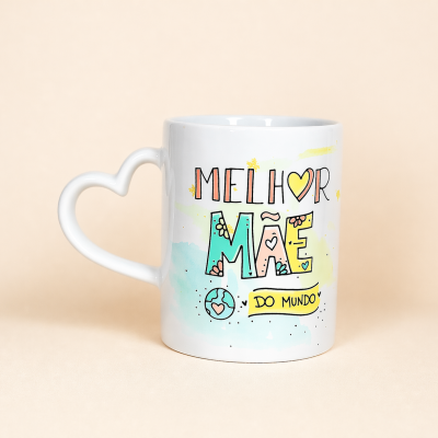 Caneca “Melhor Mãe do Mundo” com Asa Coração – Presente Dia da Mãe