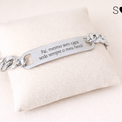 Pulseira de corrente "Pai, mesmo sem capa serás sempre o meu herói"